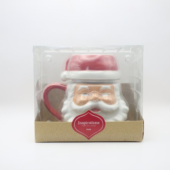 NEW WITH TAGS Hallmark Inspirations Santa Mug With Hat Lid Warmest Of Wishes - Picture 1 of 6